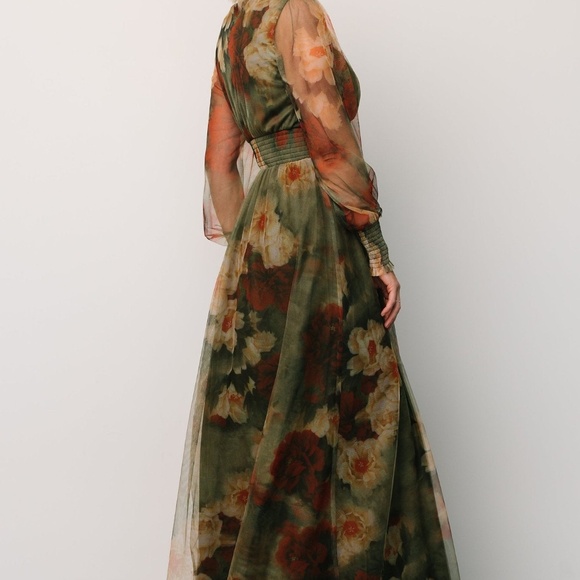 Baltic Born Layla Tulle Maxi Dress | Olive + Rust Size LL - Picture 2 of 5